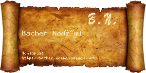 Bacher Noémi névjegykártya